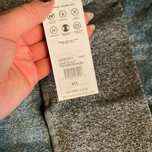 NWT Spiritual Gangster Love Sculpt Full Length Legging Heather Grey Size M/L - Picture 3 of 6